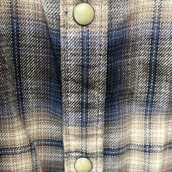 Lucky Brand Flannel Shirt Mens L Plaid Pearl Snap Slim Fit - Picture 6 of 7